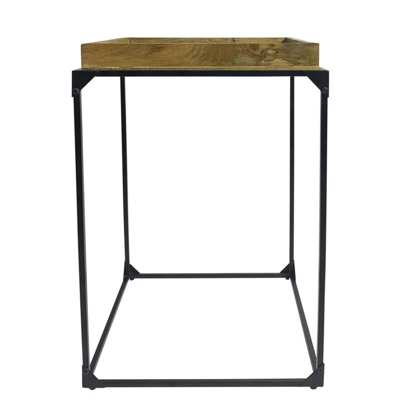 Metal Rectangular Tray Table - 28.5" - Black and Brown