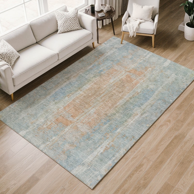 Machine Washable Indoor/ Outdoor Vintage Ombre Chantille Rug