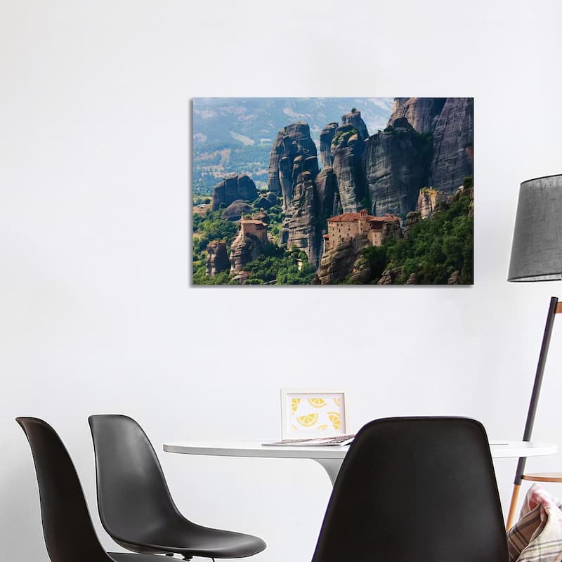 iCanvas "St. Nikolaos Anapafsas Monastery and Monastery of Roussanou, Meteora, Greece" by Keren Su Canvas Print - 26x40x1.5
