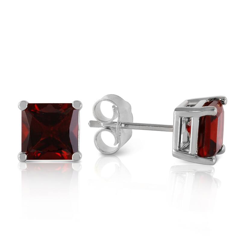 1.75 Carat 14K Solid Gold Sparkle Garnet Stud Gemstone Earrings