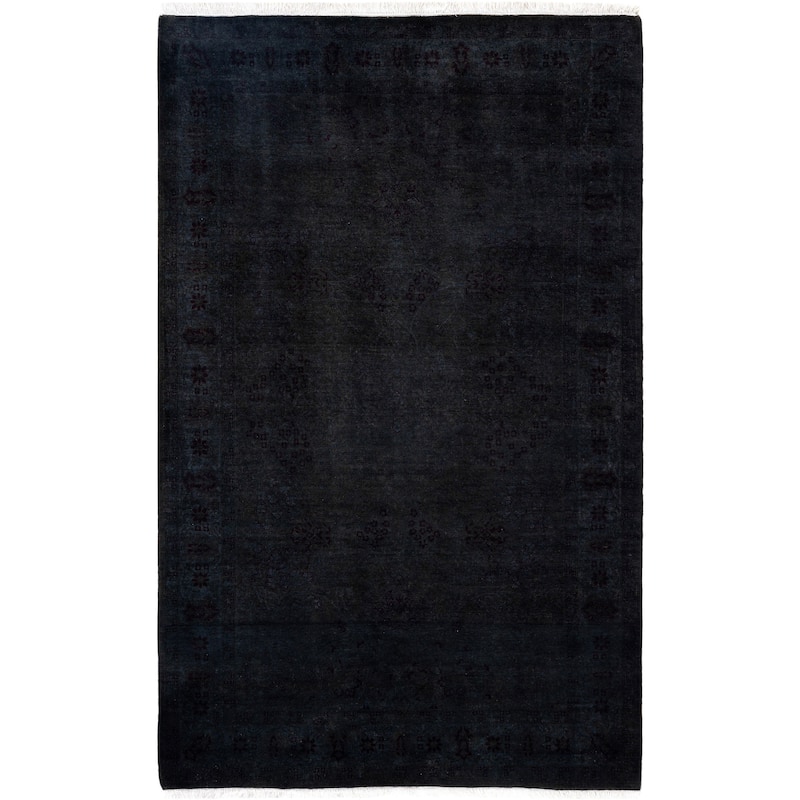 Overdyed One-of-a-Kind Hand-Knotted Area Rug - Black - 4' 7" x 7' 5"