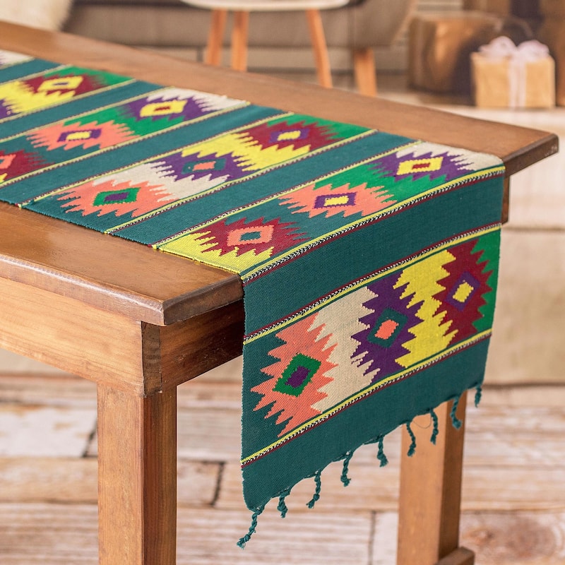 Novica Handmade Colorful Stars Cotton Table Runner