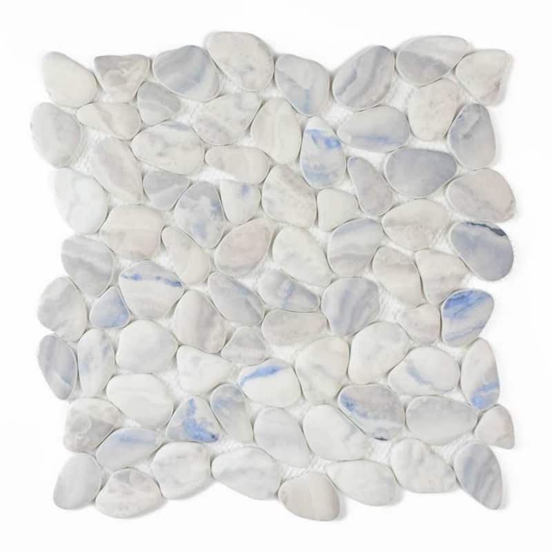 Huron Rock 12x12 Matte Glass Pebble Mosaic Tile - Floor, Wall, Backsplash