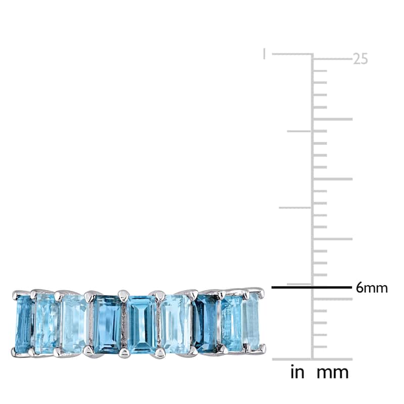Miadora Sterling Silver Baguette-cut Blue Topaz Anniversary Wedding Band Ring