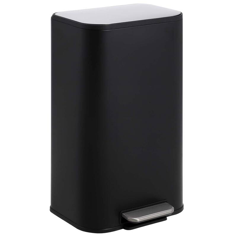 8 Gallon Trash Can with Soft Close Lid for Bathroom, Kitchen, Home, Office - Black