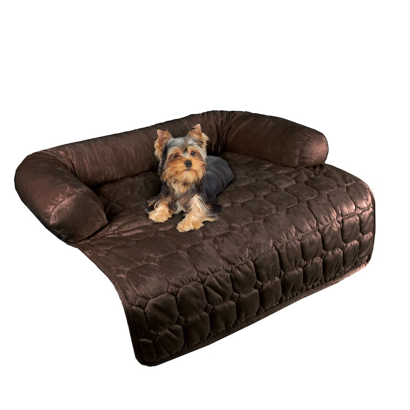 PETMAKER Water-Resistant Pet Couch Cover with Foam Bolster - Small - Brown