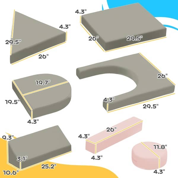 Kids Play Couch, 12 Pieces Kids Couch for Playroom Bedroom, Convertible Foam Floor Cushions for Boys and Girls, Pink