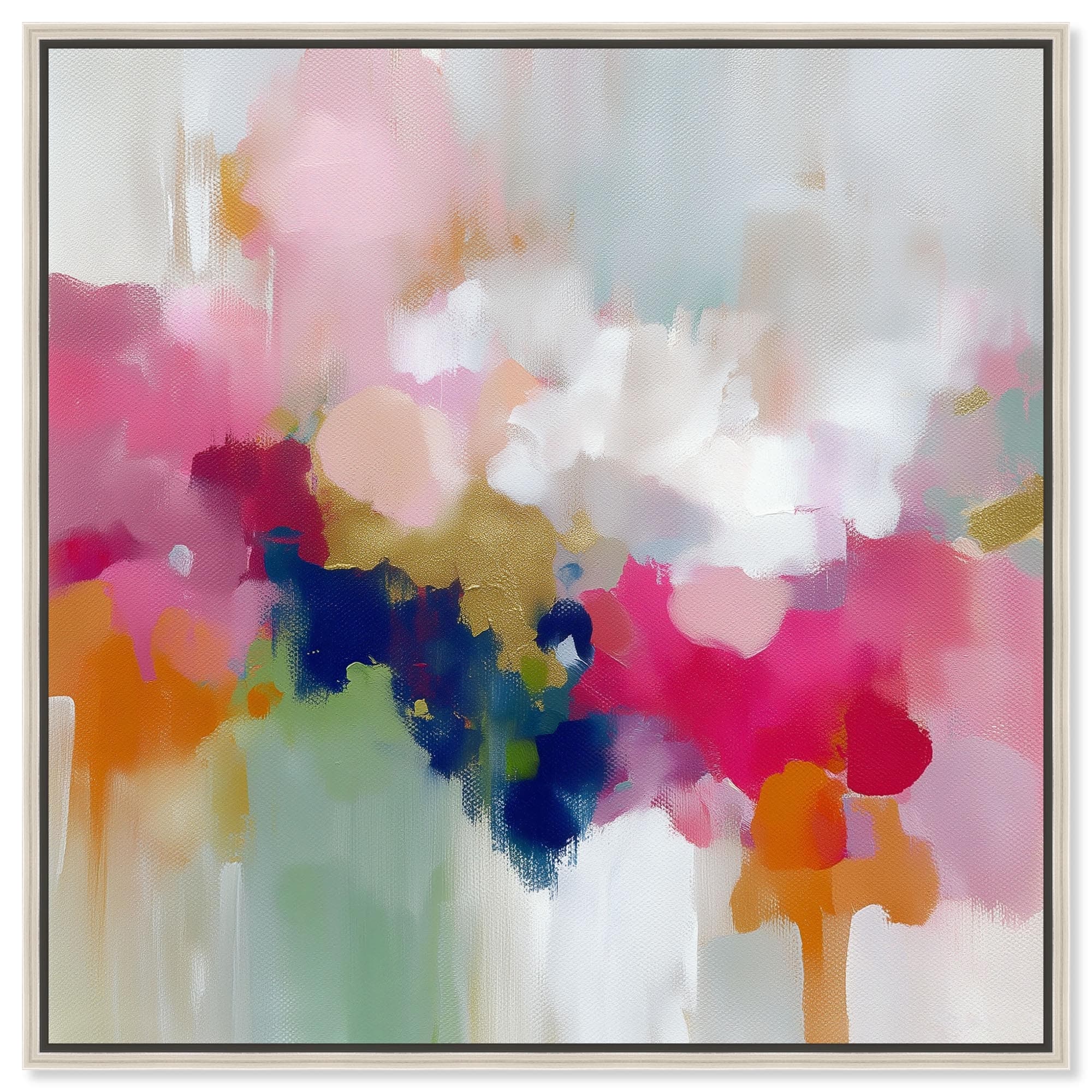 Pink and Chartreuse I Living Room Art Canvas Print by Art Remedy