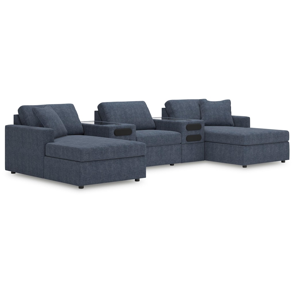 Signature Design by Ashley Modmax 5-Piece Double Chaise with Audio Consoles - 144"W x 68"D x 36"H