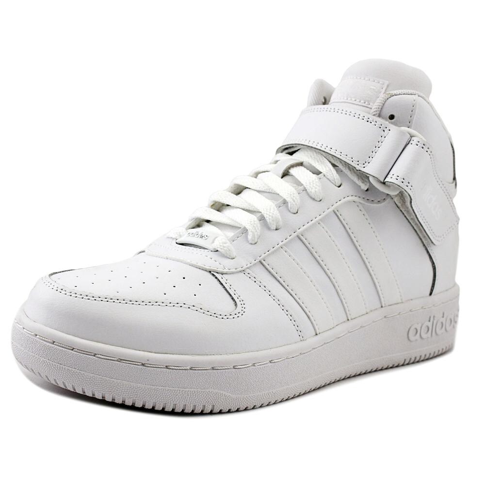 Shop Adidas Team Court Mid Men Round Toe Leather White Basketball