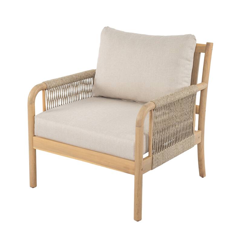 Christopher Knight Home - CoastalRope Modern Outdoor Acacia Wood 7 Piece Conversation Set with Rope Woven Arms