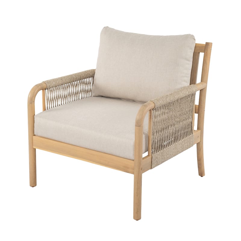Scott Living Casper Outdoor Club Chair Acacia Wood and Woven Rope