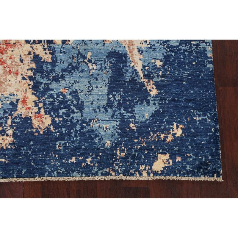 Vegetable Dye Wool/ Silk Abstract Area Rug Hand-knotted Modern Carpet - 6'5" x 9'6"