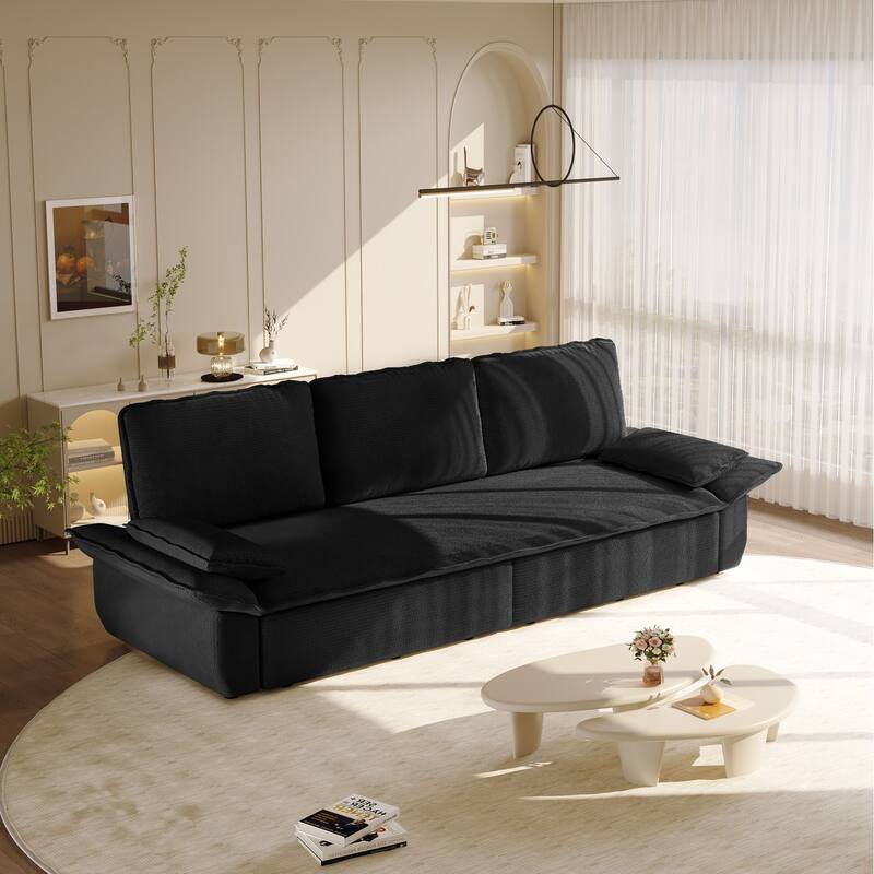 94.5" King Size Corduroy Convertible Pull Out Sofa Bed
