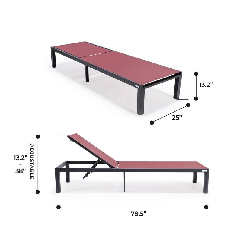 Marlin (Set of 2) Modern All-Weather Patio Chaise Lounge Chair with Powder-Coated Aluminum and 4-Position Adjustable Recliner