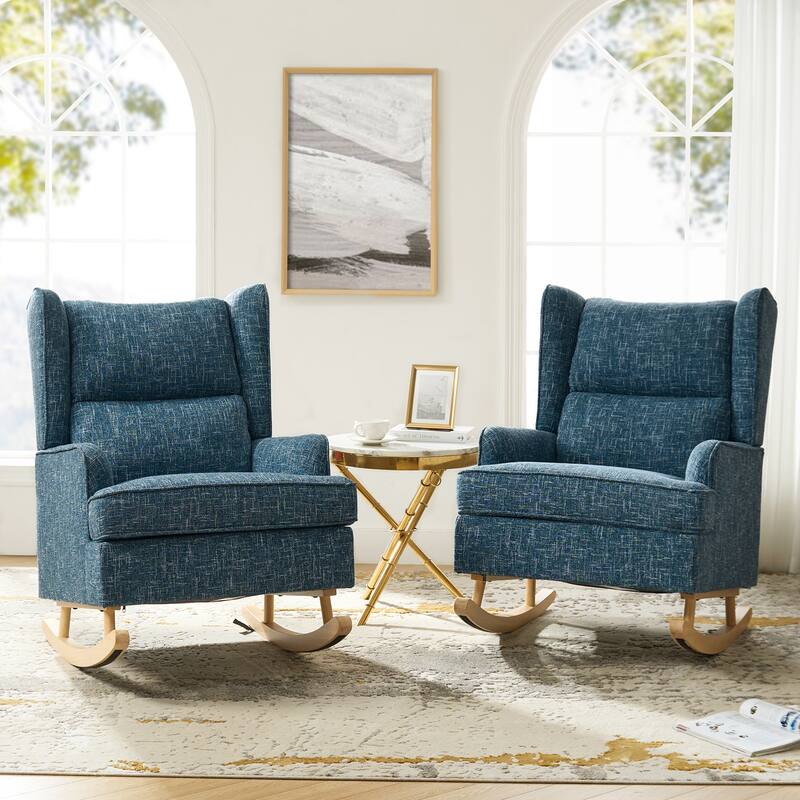 Antolin Modern Rocking Chair with Upholstery Removable Cushions Set of 2 by HULALA HOME
