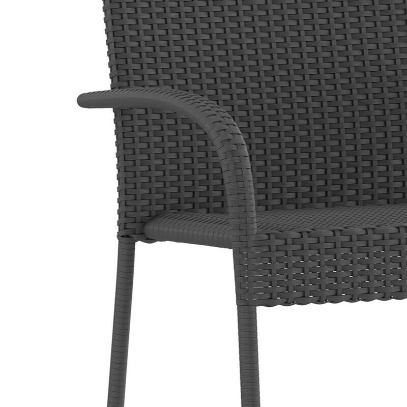 Indoor/Outdoor Stacking Steel Framed Wicker Dining Armchairs - 2 Pack