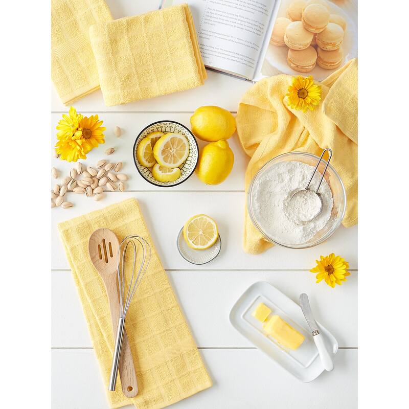DII Solid Honey Gold Windowpane Terry Dishtowel 4 Piece