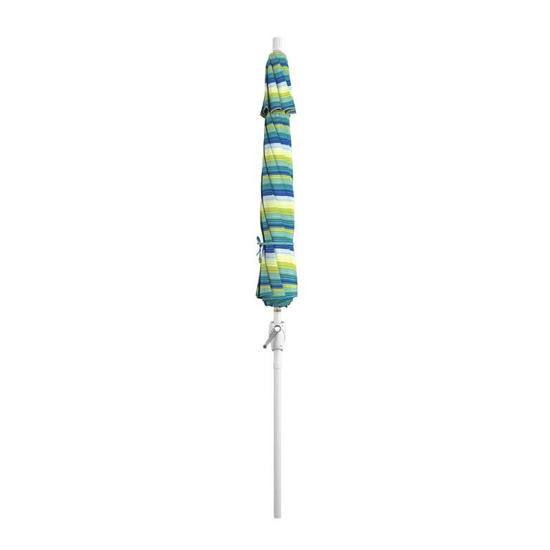 California Umbrella 9' Round Crank Lift Push Button Tilt White Aluminum Patio Umbrella Sunbrella