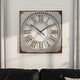 preview thumbnail 11 of 14, Gray Metal Cutout Decorative Wall Clock with Brown Distressing