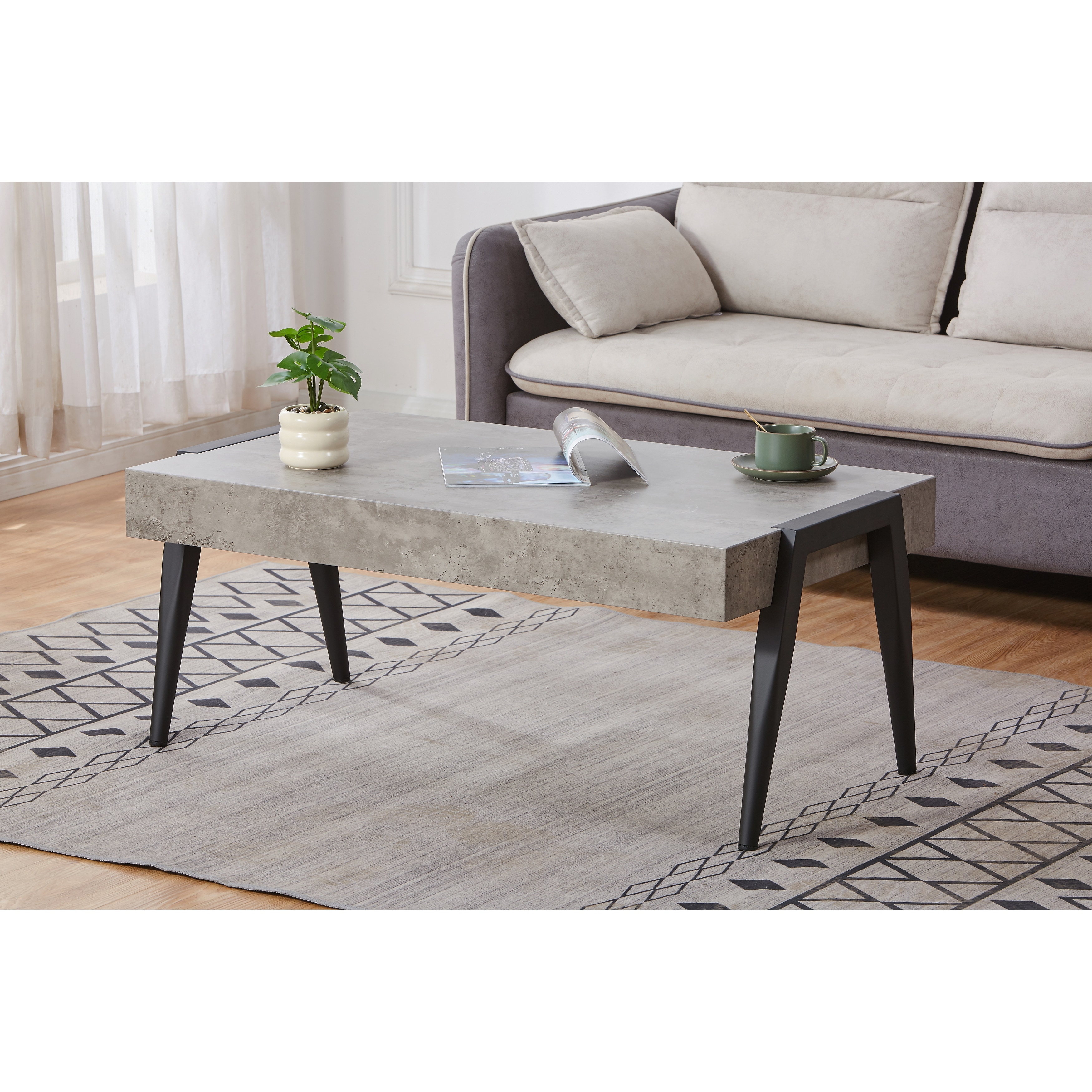 Camden Collection Black Gray Marble Modern Accent Table