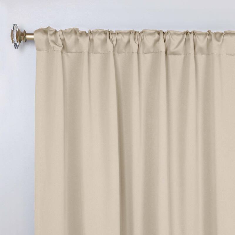 Superior Solid Machine Washable Room Darkening Curtains with Back Tabs, Set of 2