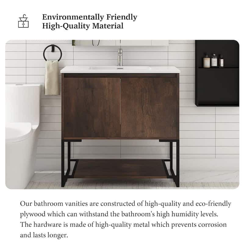 36-inch Freestanding Bath Vanity with Cultured Mable Top