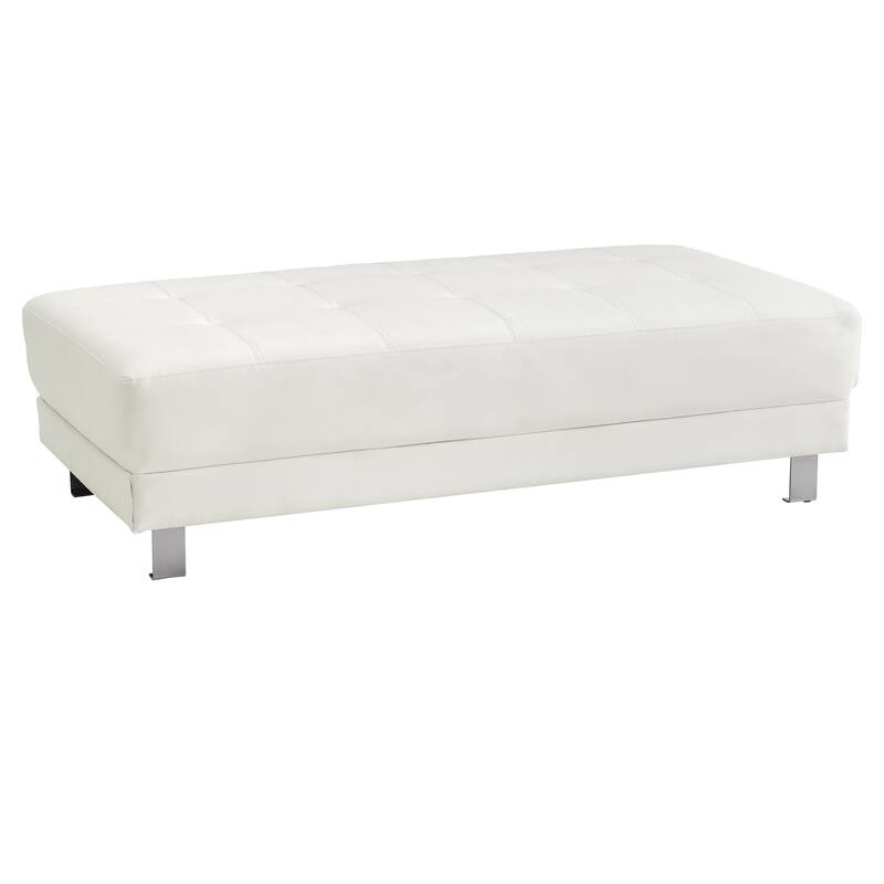 Faux Leather Upholstered Tufted Ottoman - 57" - White