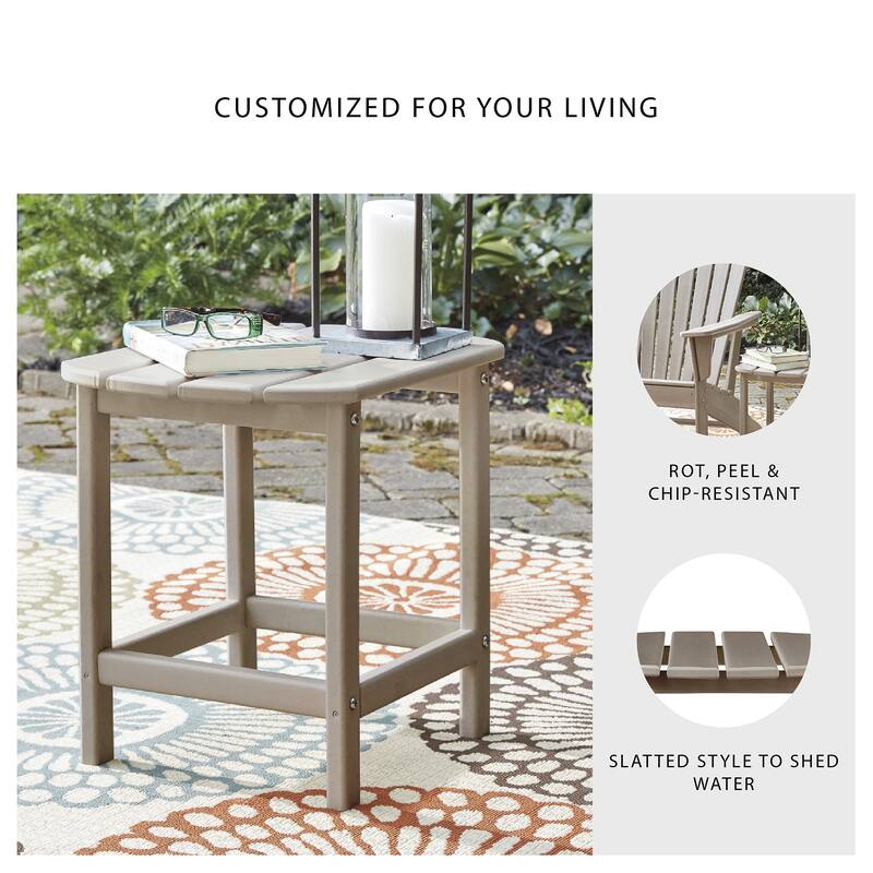 Signature Design by Ashley Sundown Treasure Outdoor Rectangular Poly All Weather End Table - Grayish Brown