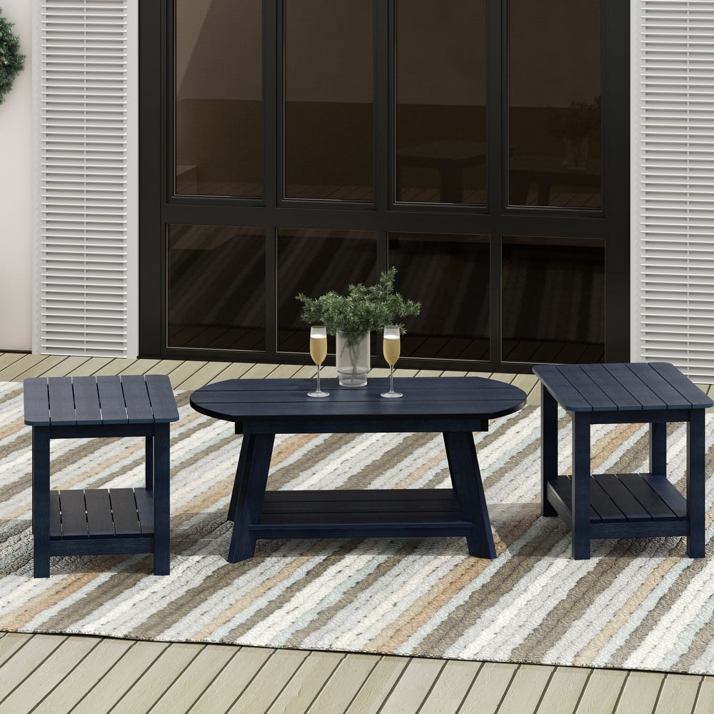 Vineyard HIPS Outdoor Eco-Friendly Coffee Table and Side Tables (3-Piece Set)