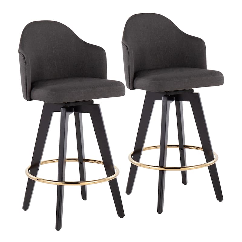 Carson Carrington Valsatra 26" Upholstered Counter Stool with Black Wood Base (Set of 2)