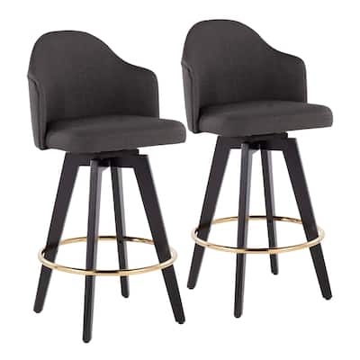 Carson Carrington Valsatra 26" Upholstered Counter Stool with Black Wood Base (Set of 2)