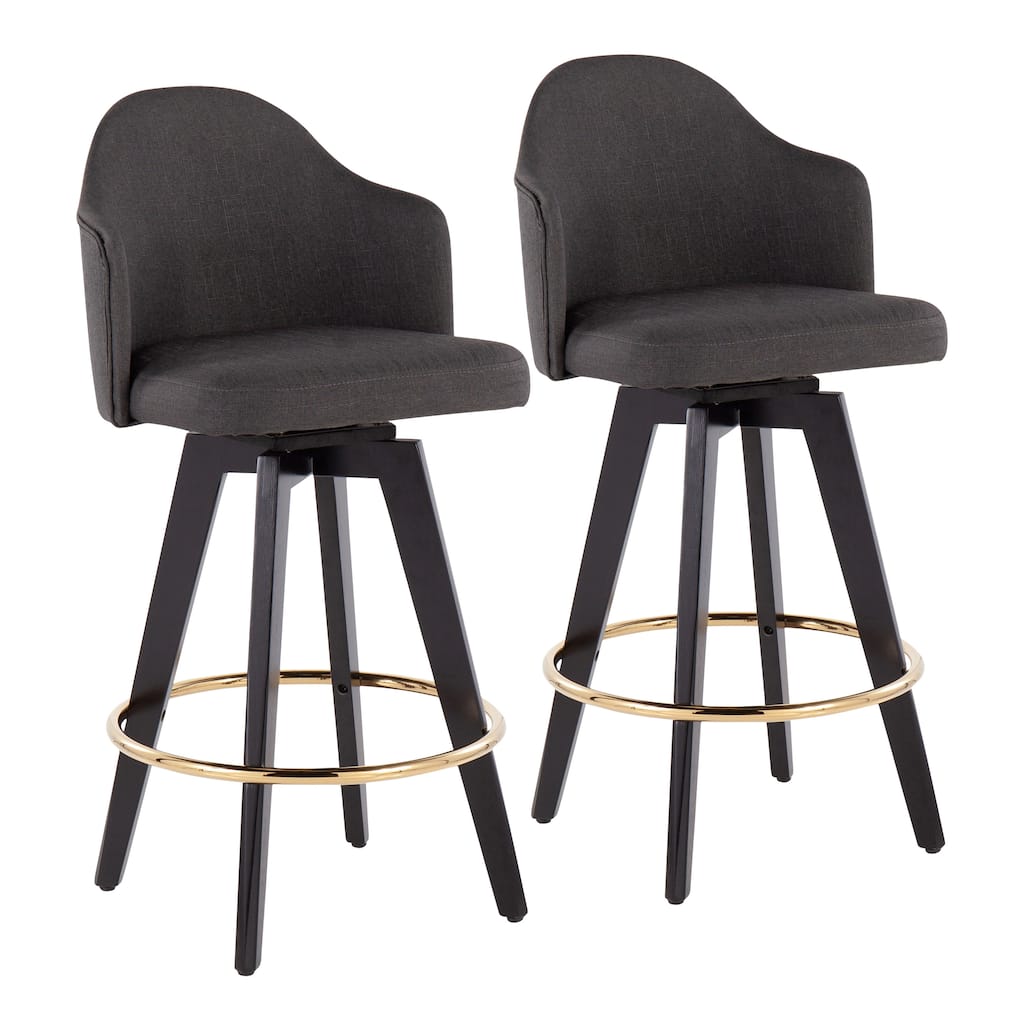 Carson Carrington Valsatra 26" Upholstered Counter Stool with Black Wood Base (Set of 2)