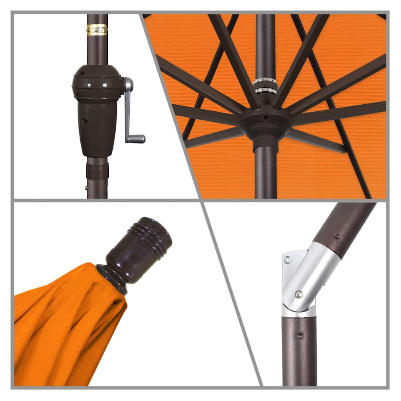 California Umbrella 11' Rd Sunset Series Patio Umbrella Bronze Aluminum Frame Crank Lift Auto Tilt Sunbrella