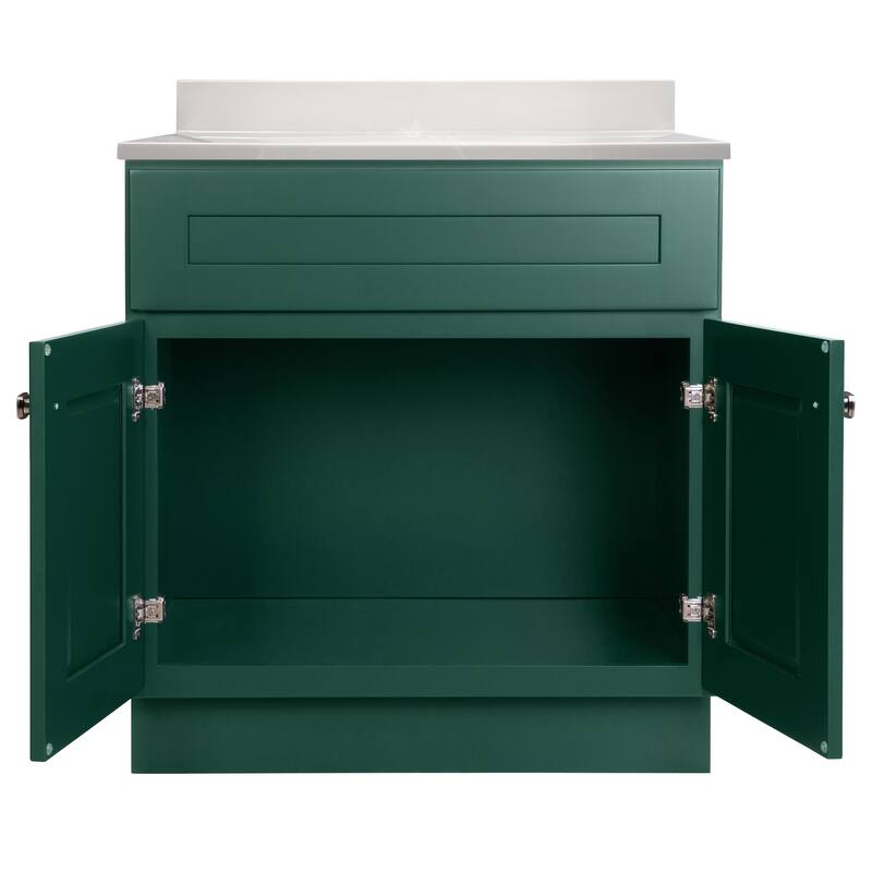 Brookings 31 Inch Assembled Bath Vanity with Ivory Swirl Top