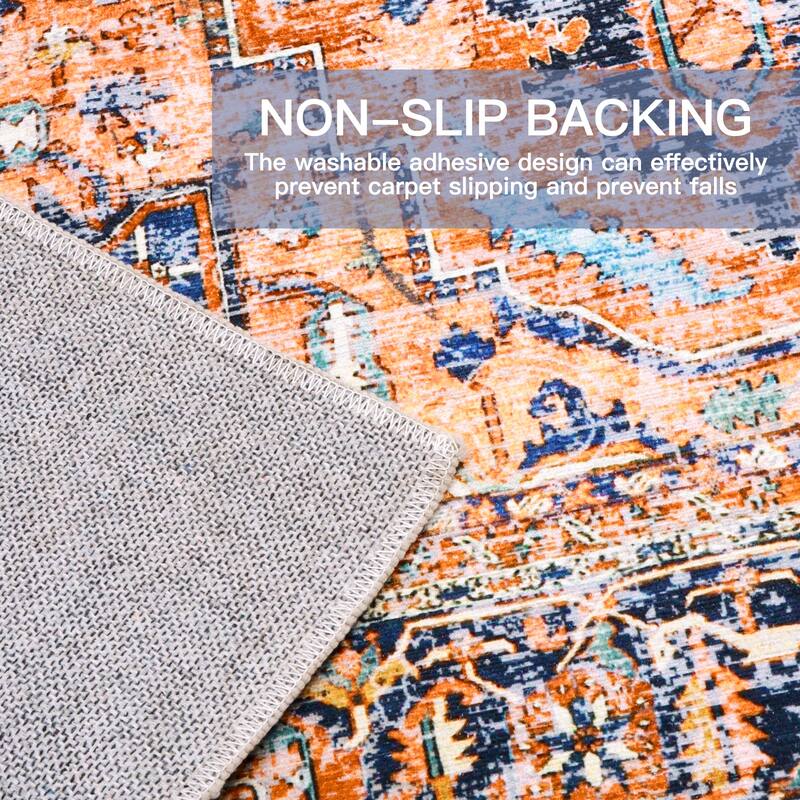 Washable Non-Slip Area Rug,Stain Resistant Low-Pile Carpet,8X10 - 8' X 10'
