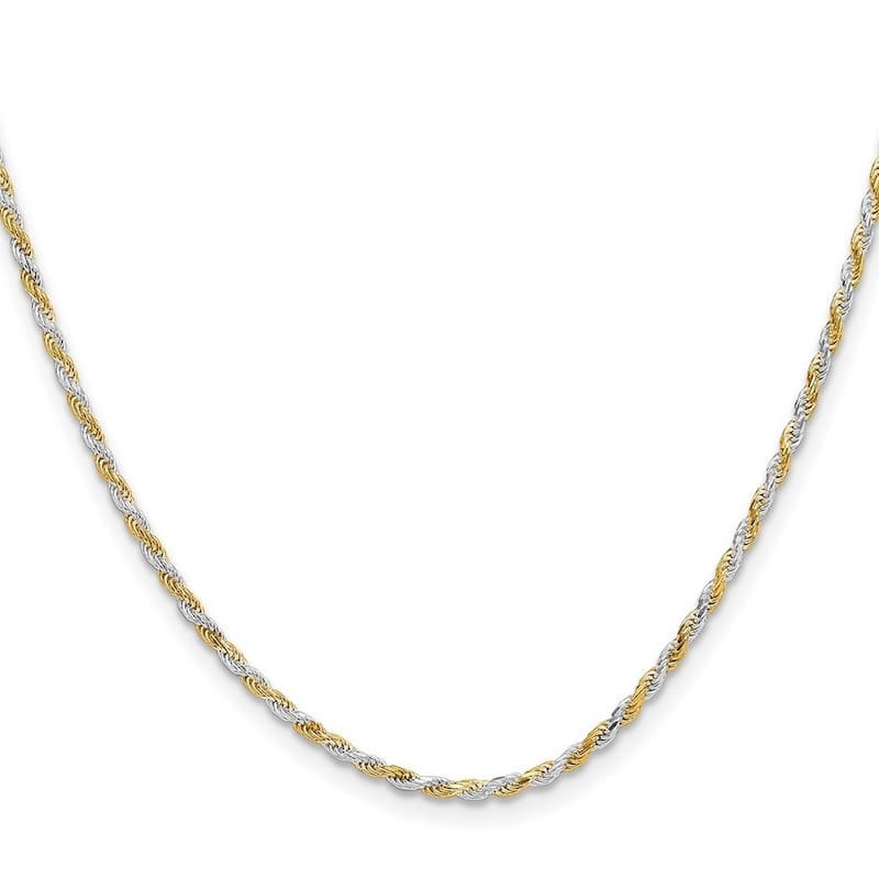 Curata 925 Sterling Silver Gold Plated 1.85mm Diamond Cut Rope Chain Necklace