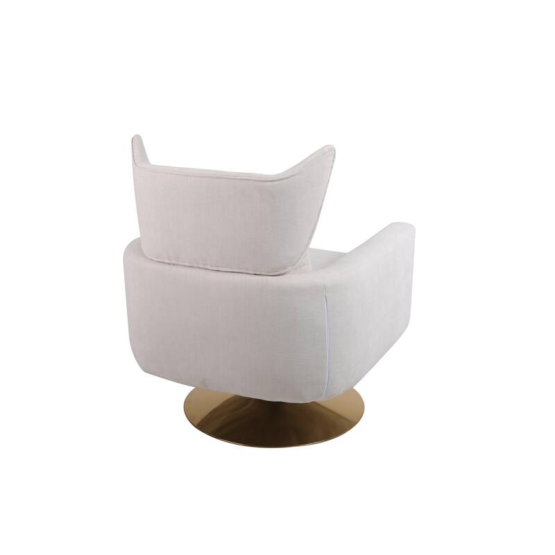 Beige 29.9" Swivel Accent Chair with Pillow