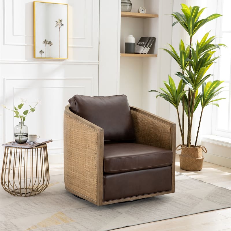 Swivel Barrel Accent Chair - Brown