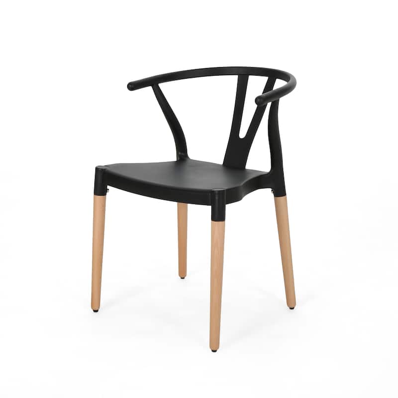 Modern Outdoor Set of 2 Dining Chairs with Crossback Design Wooden Legs, for Dining Room Living Room Balcony and Patio