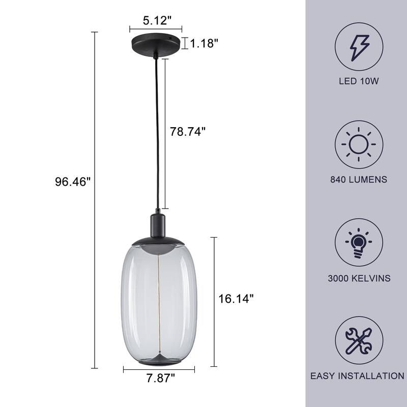 1 Light Clear Plastic Linear Magnetic LED Strip Pendant Lighting