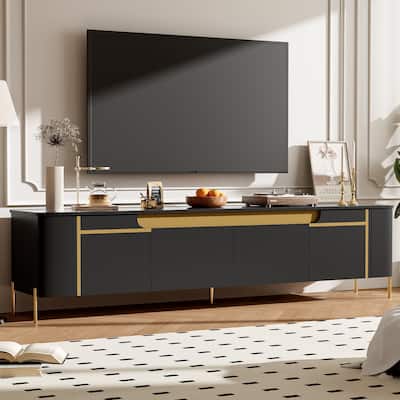Roomfitters TV Stand for up to 80 Inch TV, Modern Cabinet with 4 Drawers, Spacious Storage and Metal Legs
