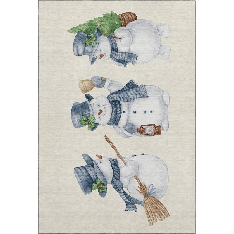 Premium Washable Super Soft Winter Holiday Snowman Mayfield Rug