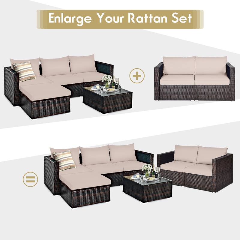Costway 4PCS Patio Rattan Corner Sofa Sectional Furniture Set - See Details