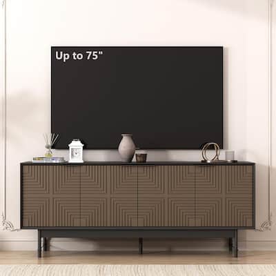 WESOME 64.45" Mid-Century TV Stand Entertainment Center with Doors