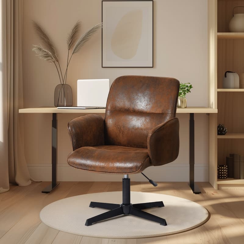 Homy Casa Modern Upholstered Office Chair, High Back Desk Chair with Armrests, Adjustable Height, Metal Base