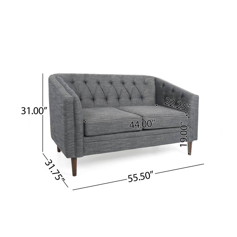 Roomfitters Tufted Upholstered Loveseat Sofa, Compact Modern Couch for Living Room or Office Seating