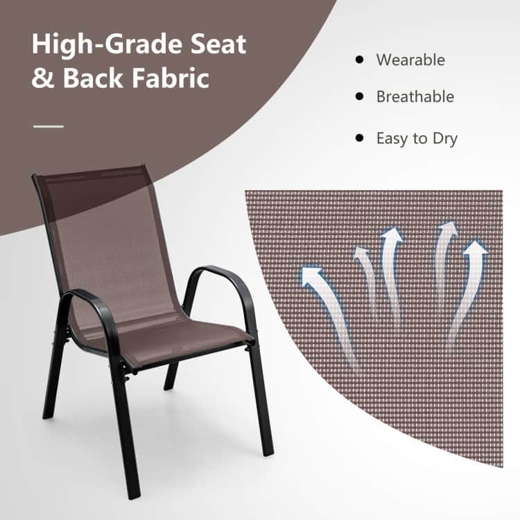 4 Pieces Stackable Patio Dining Chairs Set with Armrest - 29" x 21.5" x 35.5" (L x W x H)