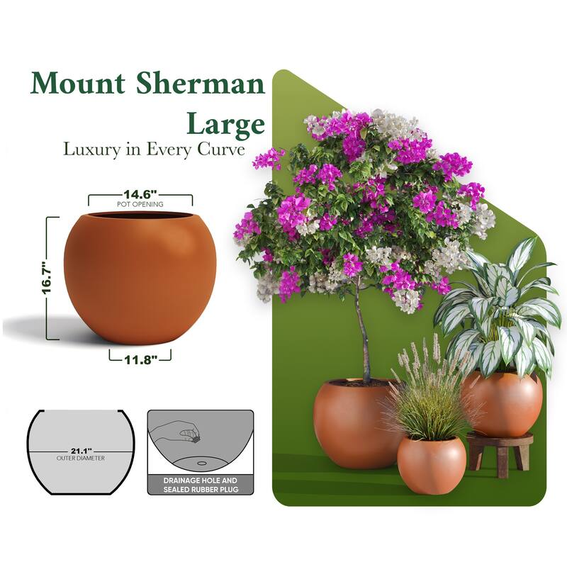 DTY Signature Mount Sherman 1-Piece Fiberstone Planter for Indoor/Outdoor