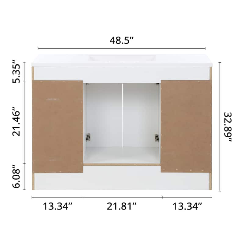 Spring Mill Cabinets Lonsdale 48.5" Bathroom Vanity With 6 Drawers and White Sink Top